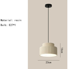 Tiered Fluted Ceramic Drum Pendant Light with Warm Inner Glow