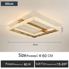 Gold Crystal Geometric Flush Mount Ceiling Light