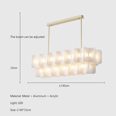 Modern Gold Acrylic Wave Chandelier with Tiered Design