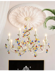 White Floral Crystal Chandelier Candelabra Style