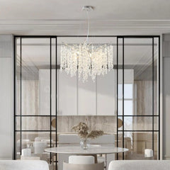 Modern Branch Crystal Chandelier with Cascading Icicle Droplets