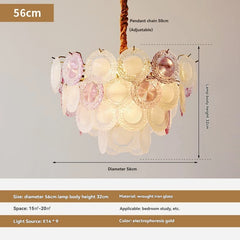 Decorative ceiling light fixture with dimensions and specifications on a neutral background