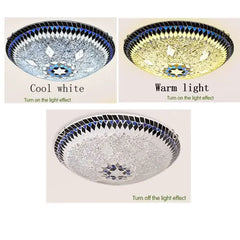 Glass Mosaic Starburst Flush Mount Ceiling Light with Blue Accents