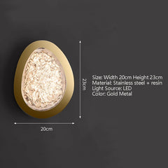Gold Oval Frame Textured Resin Egg Sconce Wall Light with Warm Glow