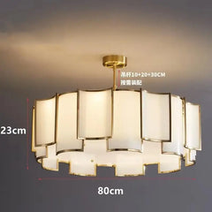 Tiered Square Frosted Glass and Gold Metal Chandelier Pendant Light