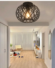 Brushed Open Cage Semi-Flush Mount Ceiling Light Fixture