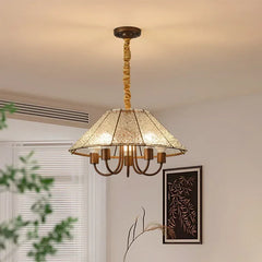 Brushed Gold Floral Pendant Light with Frosted Glass