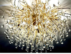 Gold Crystal Cascade Chandelier Surface Mount Light