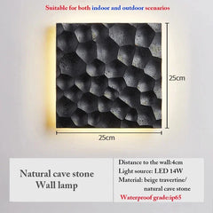 Textured Stone Geometric Wall Sconce with Backlight Illumination