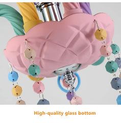 Macaron Crystal Chandelier Pastel Floral Semi-Flush Ceiling Light