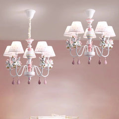 Pink White Unicorn Chandelier Children's Room Flush Mount Light