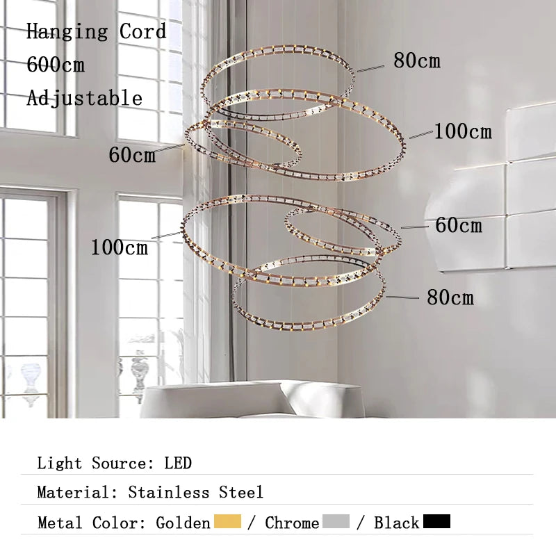Chandelier with labeled dimensions and material details in a room setting.