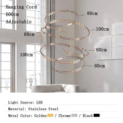 Chandelier with labeled dimensions and material details in a room setting.