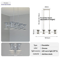 Chrome Horn Cluster Chandelier Modern Designer Pendant Light