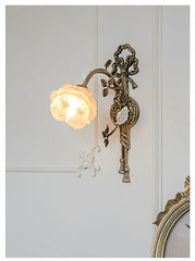 Antique Gold Flower Wall Sconce Glass Shade