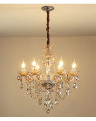 Gold Crystal Waterfall Chandelier with Draping Gemstone Accents