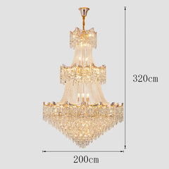Chandelier with dimensions on a light gray background