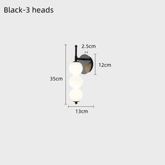 Wall light fixture with dimensions on a white background