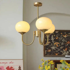 Gold Globe Cluster Pendant Light with Pink Glass Shades