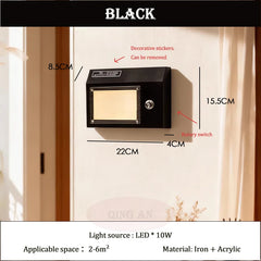 Retro Radio Shape Wall Sconce, Metal Geometric Fixture