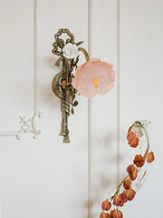 Antique Gold Flower Wall Sconce Glass Shade