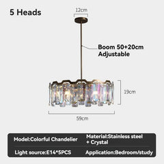 Polished Chrome Faceted Crystal Waterfall Chandelier