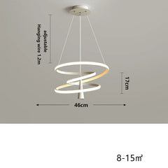 Modern pendant light with dimensions and specifications on a gray background
