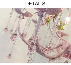 Pink Floral Rose Crystal Chandelier Pendant Light