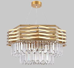 Gold Tiered Crystal Chandelier Hanging Pendant Light