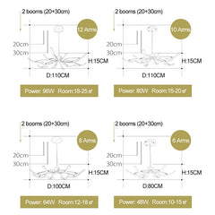 Gold Starburst Chandelier Pendant Light with Curved Arms