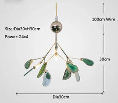 Gold Branch Sputnik Chandelier with Blue Agate Slices