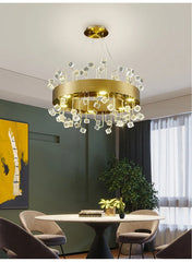 Gold Crystal Ring Chandelier with Colorful Accents