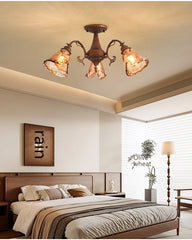 Brushed Bronze Floral Semi-Flush Mount Ceiling Light