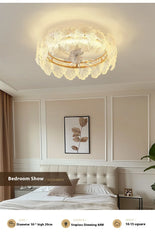 Gold Floral Glass Semi-Flush Mount Ceiling Light