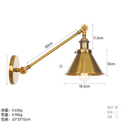 Brushed Gold Industrial Cone Shade Wall Sconce Light