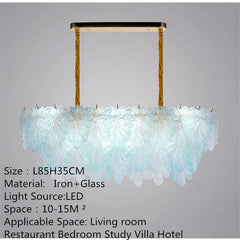 Feather Glass Tiered Chandelier with Multi-Colored Gem Accents