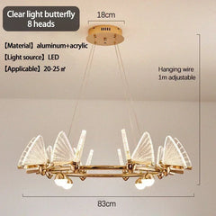 Gold Butterfly Glass Ring Chandelier Modern Pendant Light Fixture
