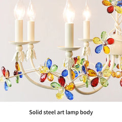 White Floral Crystal Chandelier Candelabra Style