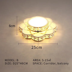 Gold Crystal Flower Flush Mount Light