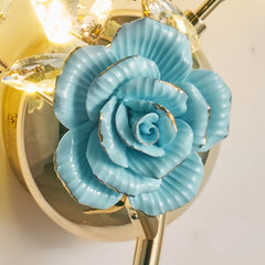Gold Multi-Arm Flower Crystal Wall Sconce