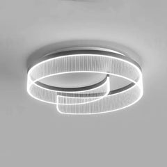 Swirling Ribbed Ring Semi-Flush Mount Ceiling Light with Frosted Shade