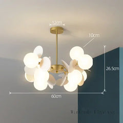 Gold Starburst Branch Chandelier with Globe Shades