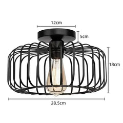 Brushed Open Cage Semi-Flush Mount Ceiling Light Fixture