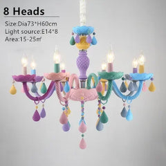 Macaron Crystal Chandelier Pastel Floral Semi-Flush Ceiling Light