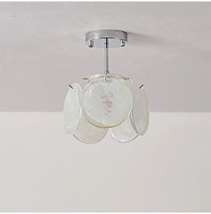Artistic Swirl Glass Petal Pendant Light Fixture with Chrome Base