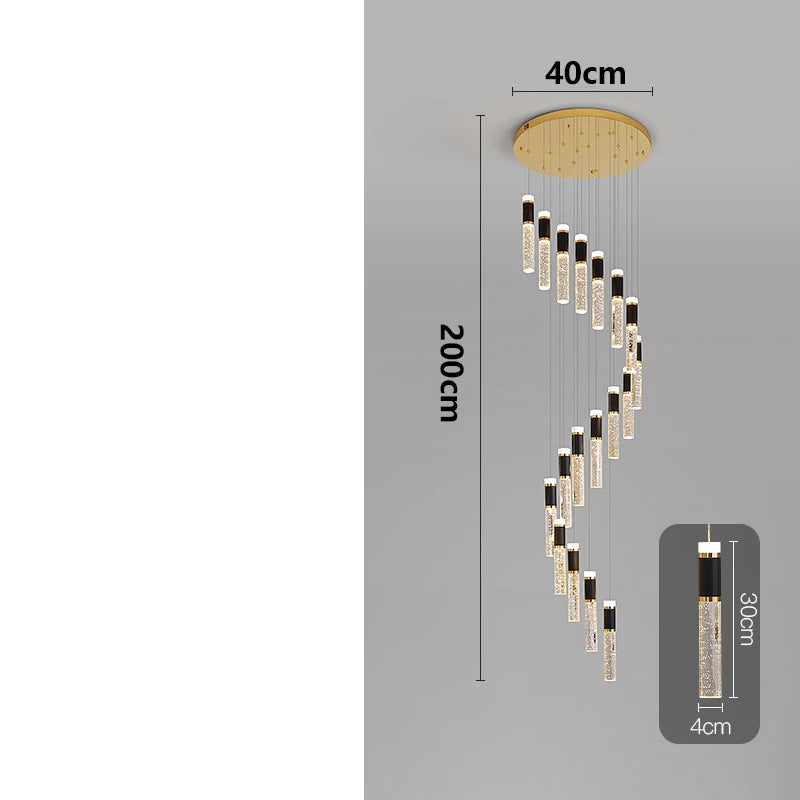 Chandelier with dimensions labeled on a gray background