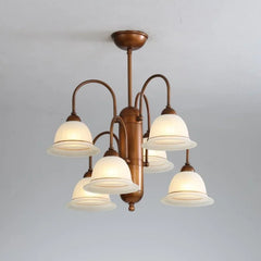 Brushed Gold Floral Chandelier Semi-Flush Ceiling Light
