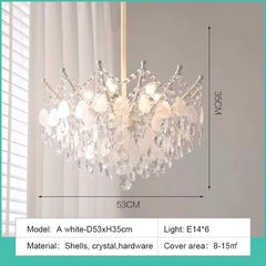 Gold Crystal Cascade Chandelier with Shell Accents
