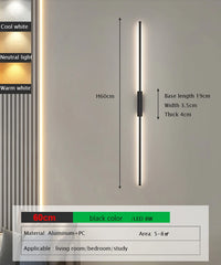 Modern Black Linear LED Wall Sconce with Up/Downlight, Aluminum