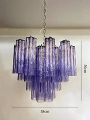 Tiered Frosted Glass Tube Chandelier Semi-Flush Mount Light